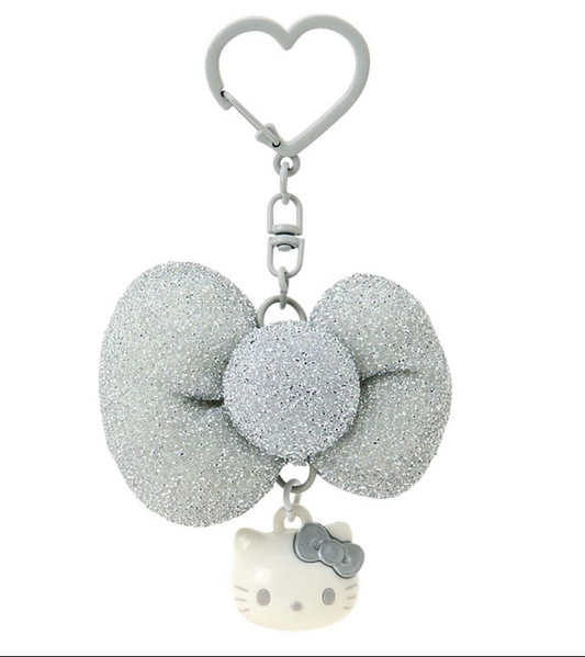 SANRIO ORIGINAL HELLO KITTY RIBBON KEY HOLDER SILVER (I LOVE HELLO KITTY FACE)