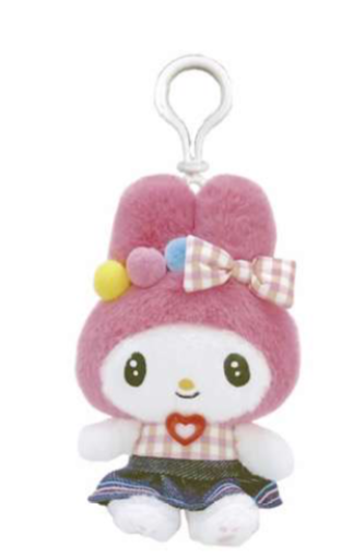 SANRIO MY MELODY GINGHAM DENIM MASCOT CLIP / PLUSH