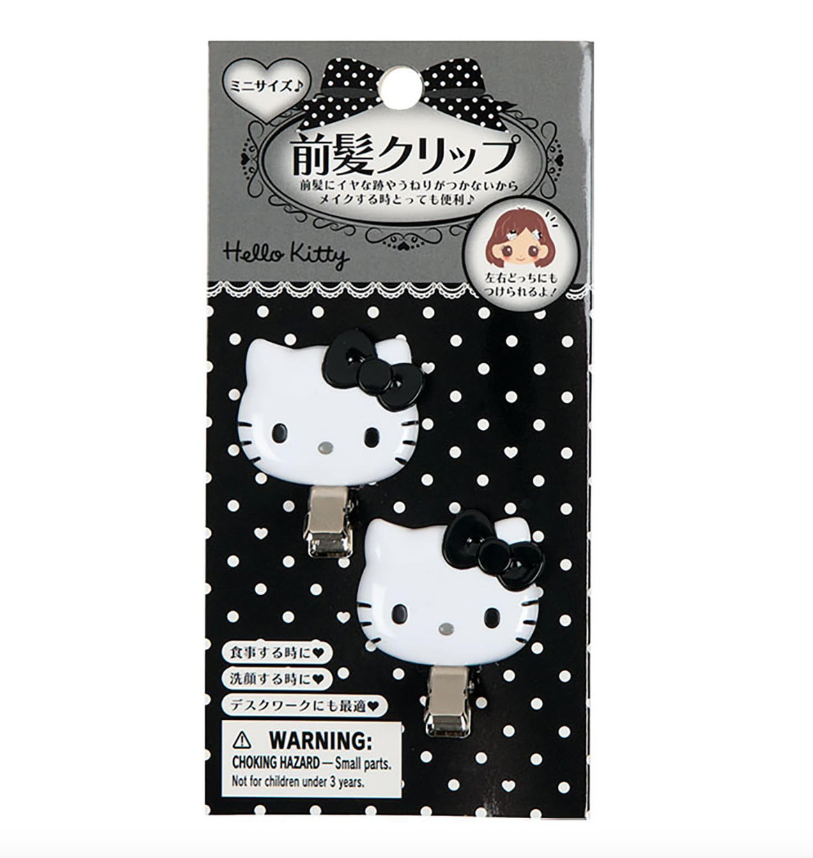 SANRIO ORIGINAL HELLO KITTY BANGS CLIP SET BLACK RIBBON