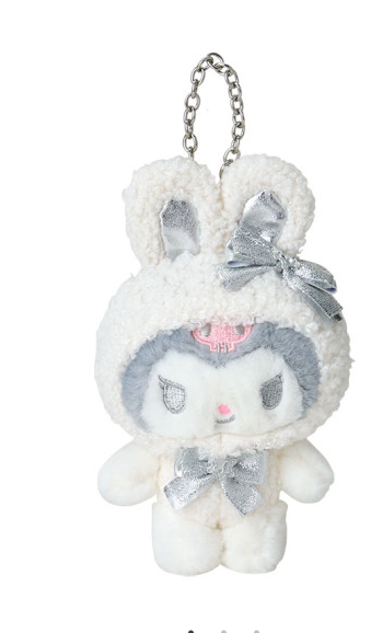 SANRIO ORIGINAL KUROMI FLUFFY SNOW RABBIT MASCOT CHARM / PLUSH