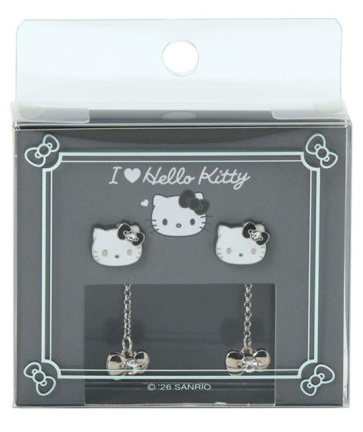 SANRIO ORIGINAL HELLO KITTY I LOVE HELLO KITTY BLACK EARRINGS SET