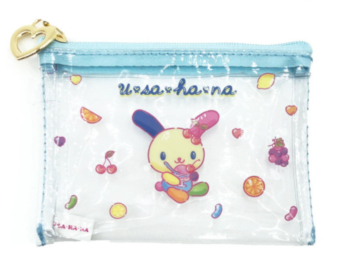 SANRIO ORIGINAL USAHANA CLEAR FLAT MINI POUCH PINK