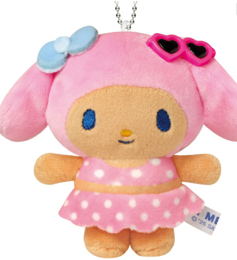 SANRIO ORIGINAL MY MELODY TAN SWIMSUIT PARTY SUNGLASSES MASCOT HOLDER