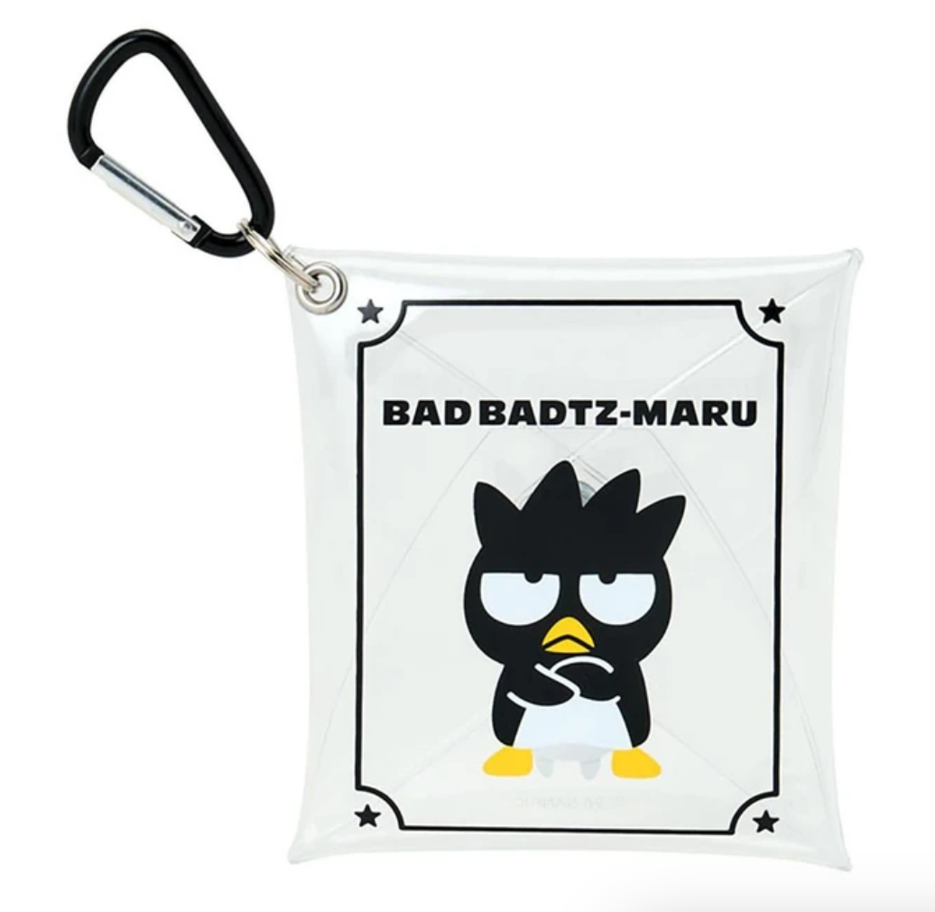 SANRIO ORIGINAL BADTZ MARU CLEAR ACCESSORY CASE WITH CARABINER