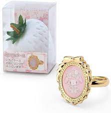 SANRIO JAPAN ORIGINAL MY MELODY RING WITH CASE  WHITE STRAWBERRY TEA TIME