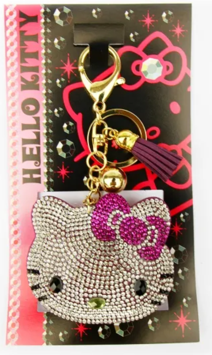 SANRIO ORIGINAL HELLO KITTY BLING LEATHER KEY CHAIN PURPLE