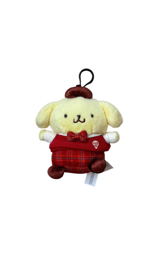 SANRIO POMPOMPURIN SCHOOL UNIFORM MASCOT CLIP / PLUSH