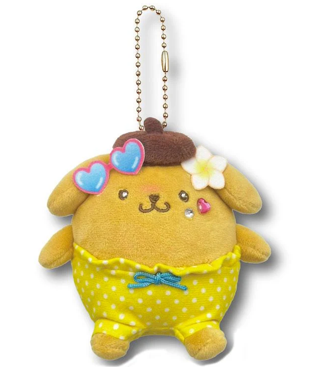 SANRIO ORIGINAL POMPOMPURIN PETIT MINI MASCOT HOLDER (HEART EYES SUMMER TAN SUNBURNED SWIMSUIT GAL)