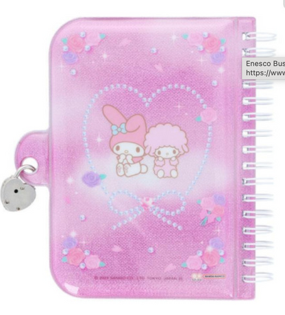 SANRIO ORIGINAL MY MELODY & MY SWEET PIANO Y2K BALLET CORE RING NOTEBOOK WITH HEART PADLOCK
