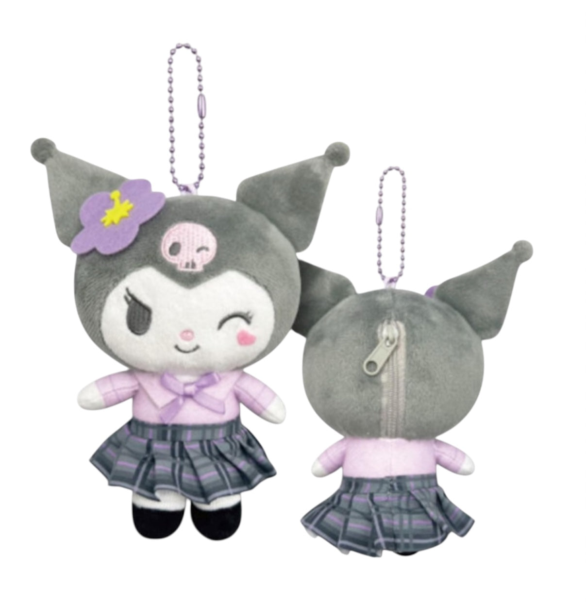 SANRIO KUROMI UNIFORM BALL CHAIN MASCOT POUCH