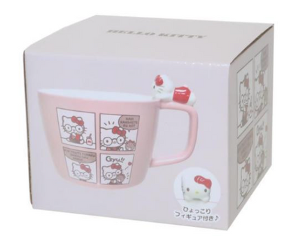 SANRIO ORIGINAL HELLO KITTY MUG WITH NOKKARI FIGURE COMICS