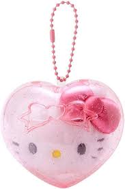 SANRIO JAPAN ORIGINAL HELLO KITTY  HEART CASE MASCOT HOLDER CLEAR AND PLUMP 3D