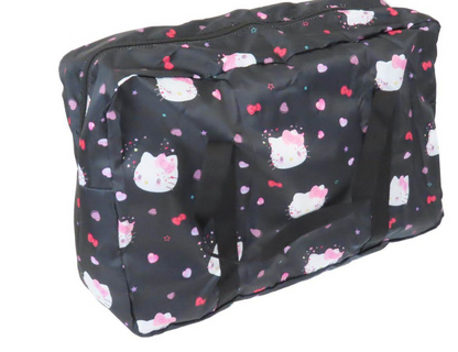 SANRIO JAPAN ORIGINAL HELLO KITTY 50TH ANNIVERSARY TRAVEL FOLDABLE BOSTON BAG BLACK