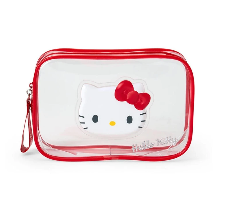 SANRIO ORIGINAL HELLO KITTY CLEAR POUCH PUFFY FACE