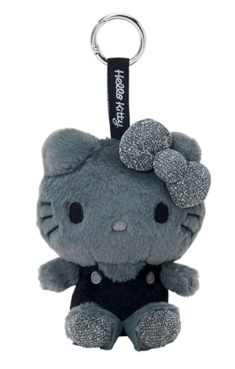SANRIO ORIGINAL HELLO KITTY FLUFFY GLITTER BLACK MASCOT HOLDER