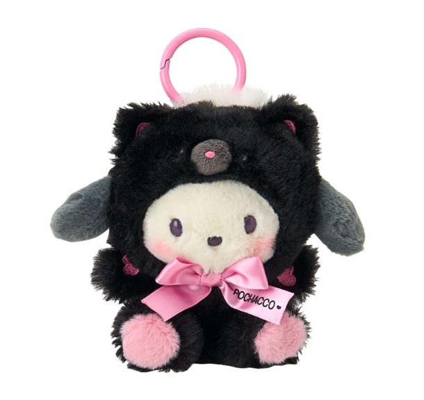 SANRIO ORIGINAL POCHACCO MASCOT HOLDER WITH CARABINER BLACK ANIMALS