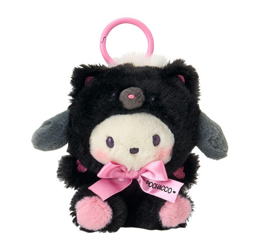 SANRIO ORIGINAL POCHACCO MASCOT HOLDER WITH CARABINER BLACK ANIMALS