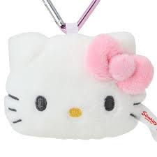 SANRIO ORIGINAL HELLO KITTY FACE SHAPE PINK RIBBON KEYCHAIN PLUSH I LOVE HELLO KITTY