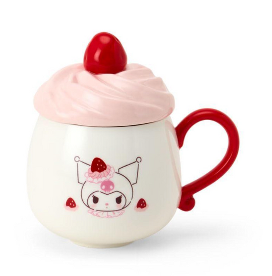 SANRIO ORIGINAL KUROMI 3D PORCELAIN MUG STRAWBERRY WHIPPED CAKE