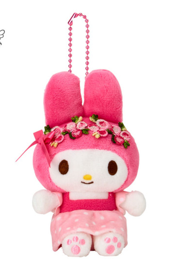 SANRIO ORIGINAL MY MELODY 50TH ANNIVERSARY MASCOT HOLDER- FLOWER CROWN PINK