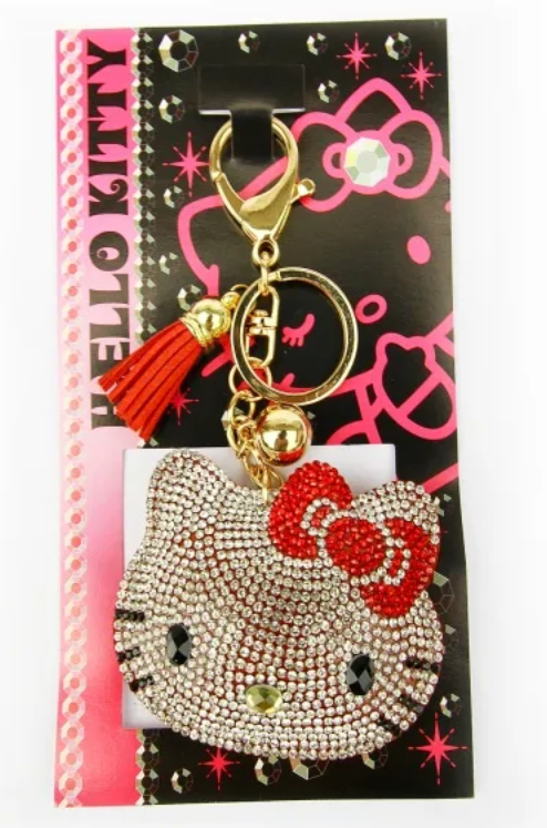 SANRIO ORIGINAL HELLO KITTY BLING LEATHER KEY CHAIN RED