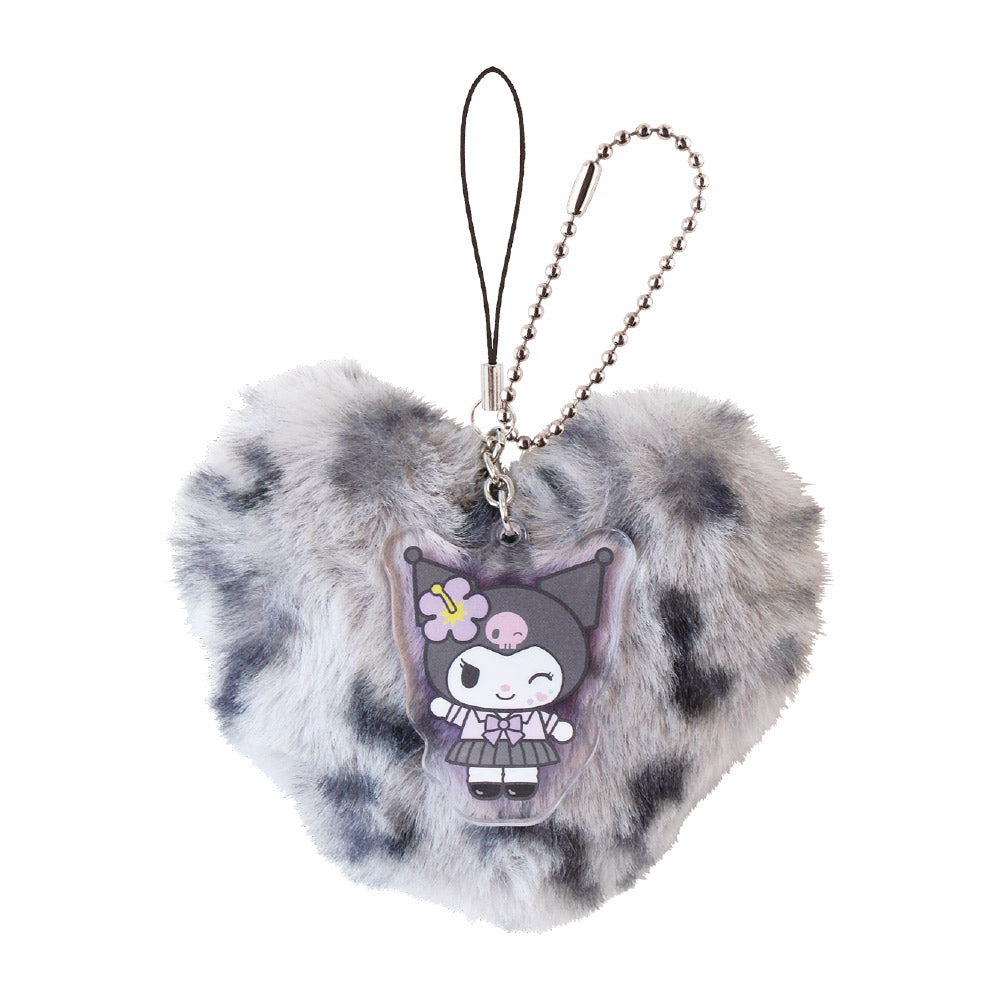 SANRIO KUROMI FLUFFY HEART ACRYLIC KEYCHAIN
