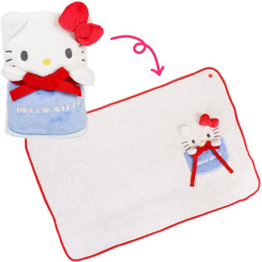 SANRIO ORIGINAL HELLO KITTY FLANNEL LAP BLANKET & CAPE RIBBON