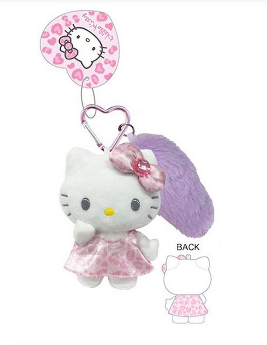 SANRIO ORIGINAL HELLO KITTY LEOPARD PINK MASCOT KEYCHAIN WITH TAIL