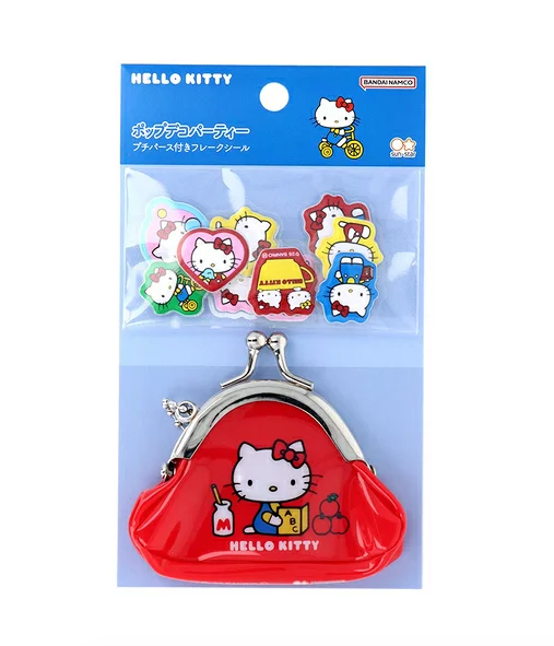 SANRIO ORIGINAL HELLO KITTY FLAKE STICKERS WITH MINI PURSE
