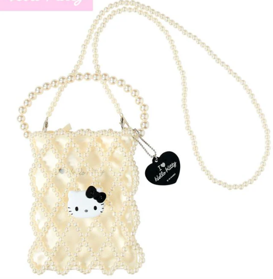 SANRIO ORIGINAL HELLO KITTY PEARL BEAD BAG WHITE
