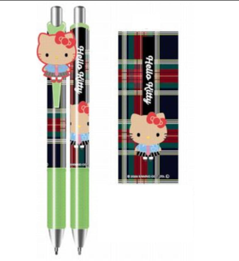 SANRIO ORIGINAL HELLO KITTY BALLPOINT PEN BLACK AND RED STRIPED UNIFORM
