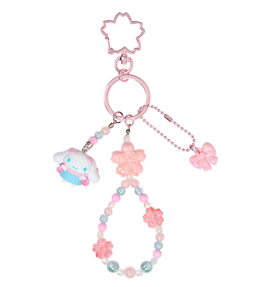 SANRIO ORIGINAL CINNAMOROLL BEAD KEYCHAIN STRAP WITH MASCOT SAKURA CHERRY BLOSSOM FAIRY FLOWER