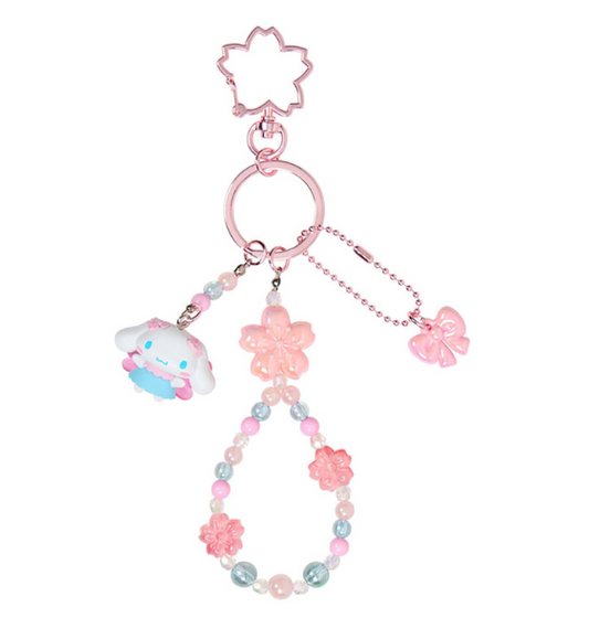 SANRIO ORIGINAL CINNAMOROLL BEAD KEYCHAIN STRAP WITH MASCOT SAKURA CHERRY BLOSSOM FAIRY FLOWER