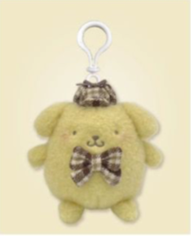 SANRIO POMPOMPURIN MASCOT CLIP MOCHA CHECK PLUSH