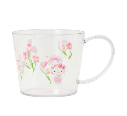 SANRIO ORIGINAL HELLO KITTY CLEAR MUG WATERCOLOR FLOWER