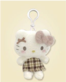 SANRIO HELLO KITTY MASCOT CLIP MOCHA CHECK PLUSH