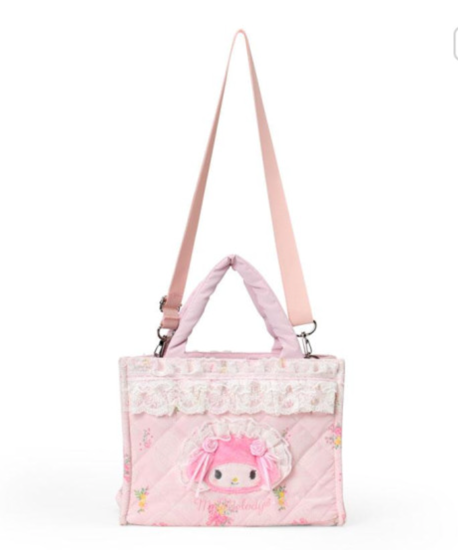 SANRIO ORIGINAL MY MELODY 2 WAY TOTE BAG WHITE FRILL DESIGN