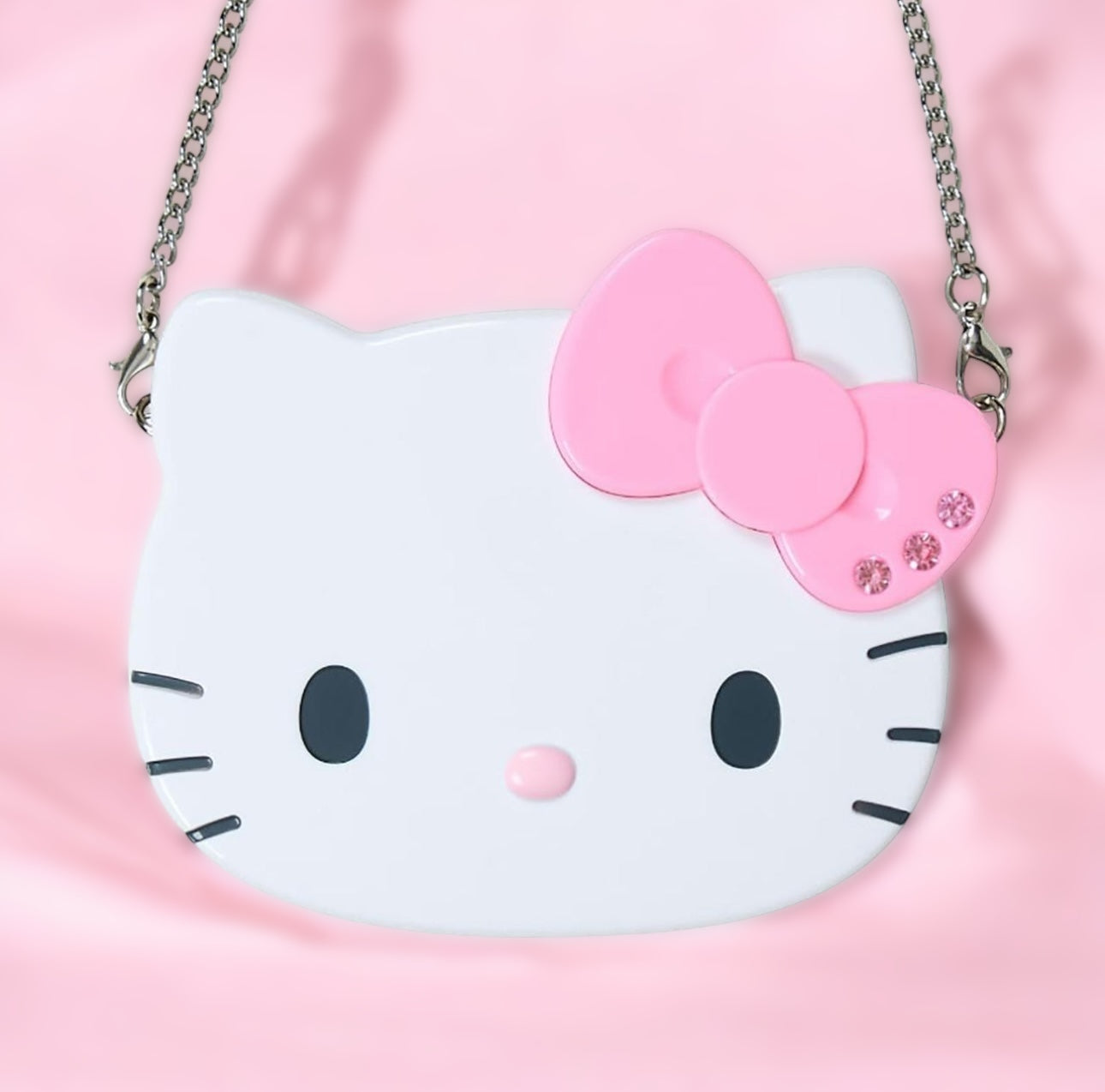 SANRIO ORIGINAL I LOVE HELLO KITTY DOUBLE-SIDED MIRROR WITH CHAIN PINK