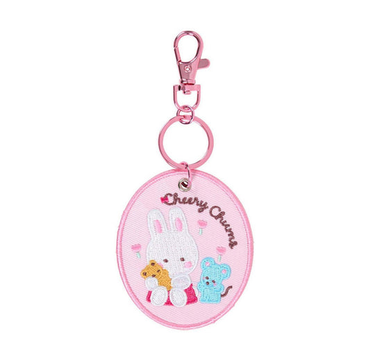 SANRIO CHERRY CHUMS EMBROIDERED PATCH KEYCHAIN