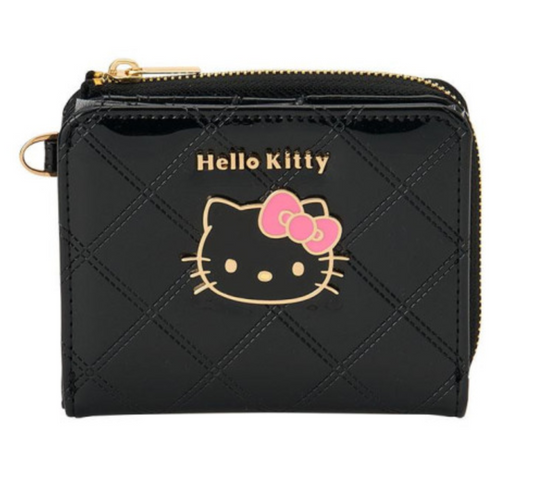 SANRIO ORIGINAL HELLO KITTY BIFOLD WALLET BLACK GOLD