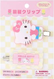 SANRIO JAPAN ORIGINAL HELLO KITTY BANGS HAIR CLIP SET PASTEL CHECKER