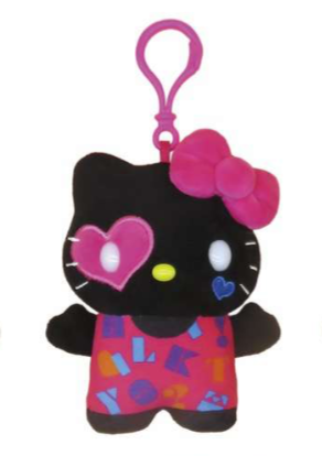 SANRIO HELLO KITTY MASCOT CLIP ON BLACK AND PINK FLAT