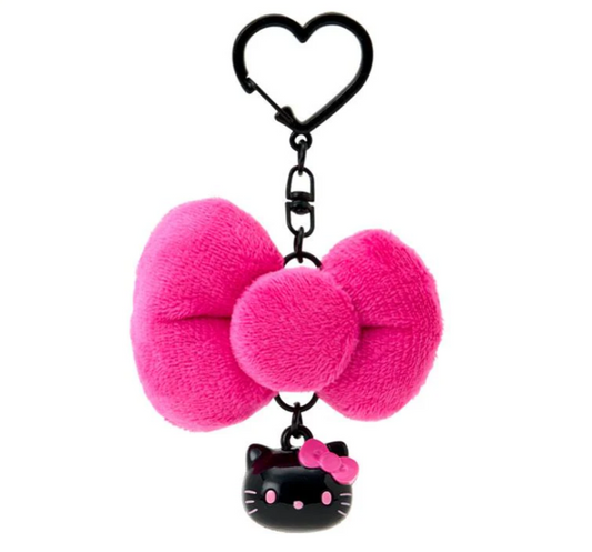 SANRIO ORIGINAL HELLO KITTY RIBBON KEY HOLDER BLACK (I LOVE HELLO KITTY FACE)