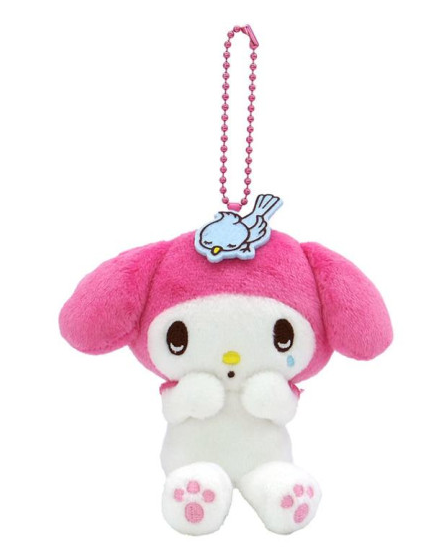 SANRIO ORIGINAL MY MELODY 50TH ANNIVERSARY MASCOT HOLDER- CRYING WITH BIRD PINK