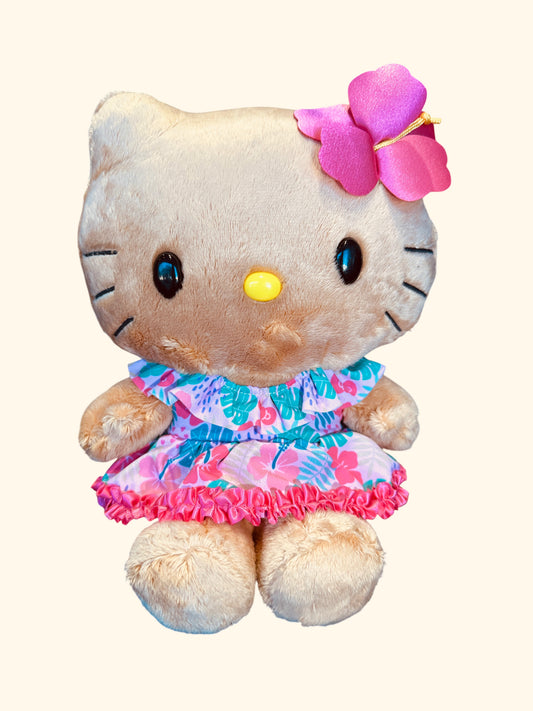 SANRIO HELLO KITTY 8 IN PLUSH TAN HIBISCUS