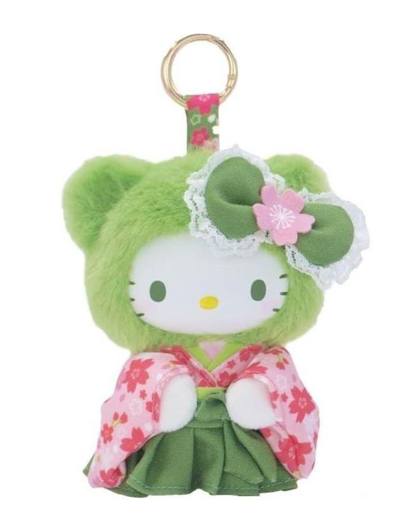 SANRIO ORIGINAL HELLO KITTY FINE FACE MATCHA BEAR MASCOT HOLDER
