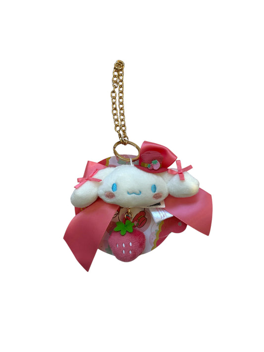 SANRIO ORIGINAL CINNAMOROLL PLUSH KEYCHAIN CHARM (STRAWBERRY NEWS 50TH ANNIVERSARY)