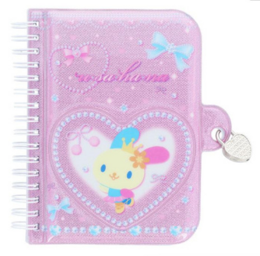 SANRIO ORIGINAL USAHANA Y2K BALLET CORE RING NOTEBOOK WITH HEART PADLOCK
