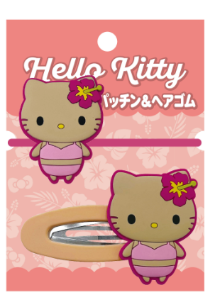 SANRIO ORIGINAL HELLO KITTY HAIR CLIP AND HAIR TIE SWIMSUIT PINK