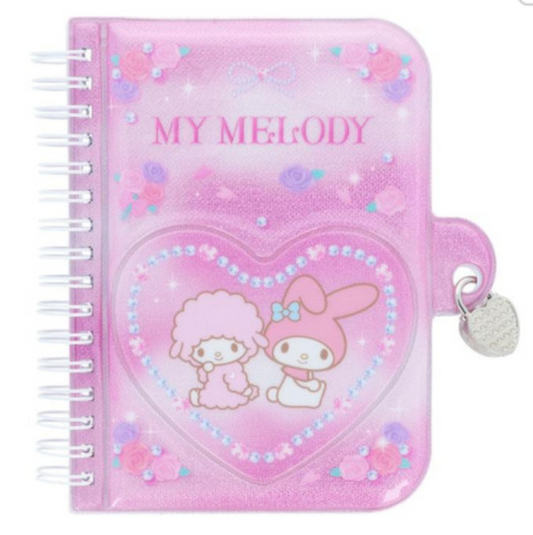 SANRIO ORIGINAL MY MELODY & MY SWEET PIANO Y2K BALLET CORE RING NOTEBOOK WITH HEART PADLOCK
